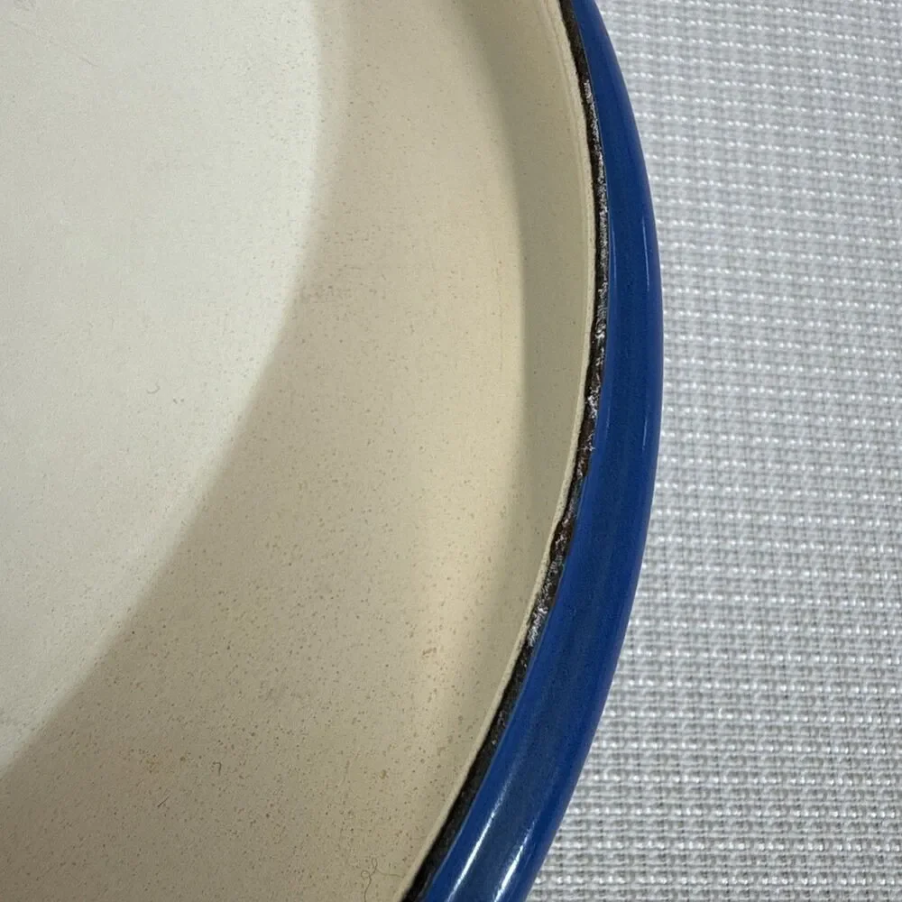 Vintage 2 Quart Blue Enamel Cookware Pot Casserole With Trivet Lid